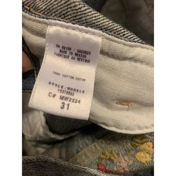 Guess Y2K Mini Denim Skirt Jean Embroidered Sz 31  Fairycore Whimsi Boho Festiva - Picture 12 of 16